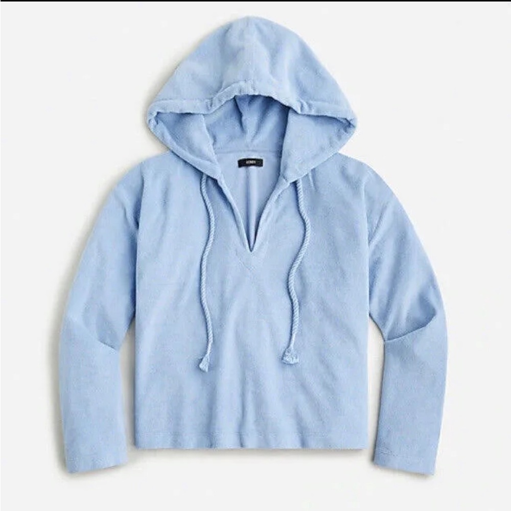 J Crew light blue terry hoodie size small